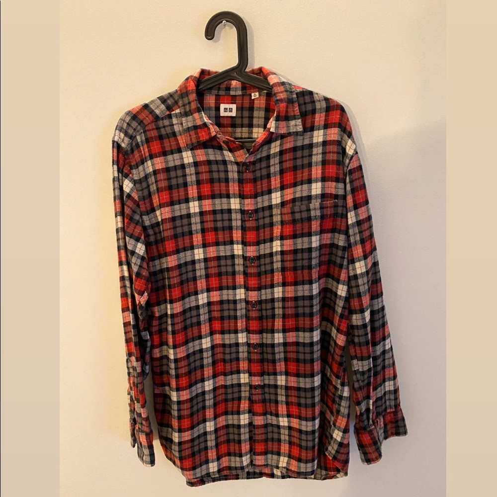 Uniqlo Red Fleece Long Sleeve Shirt